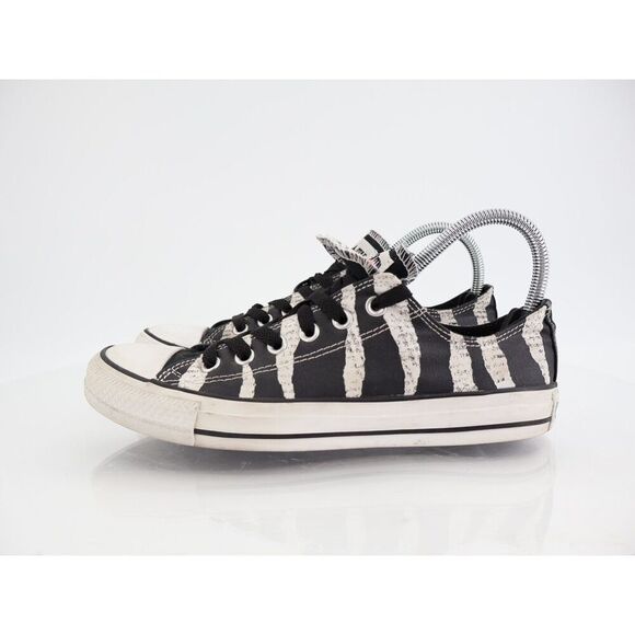 Converse Zebra Stripes Sneakers Womens Size 9 Black White Lace Up Shoes - Picture 5 of 10